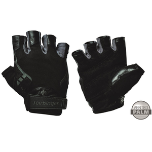 Harbinger Unisex Black Red Pro Wristwrap Gloves Double Leather Palm 