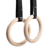 Wooden Gymnastics Rings 28MM – Includes Adjustable Straps and Carrying Bag | StreetGains®_